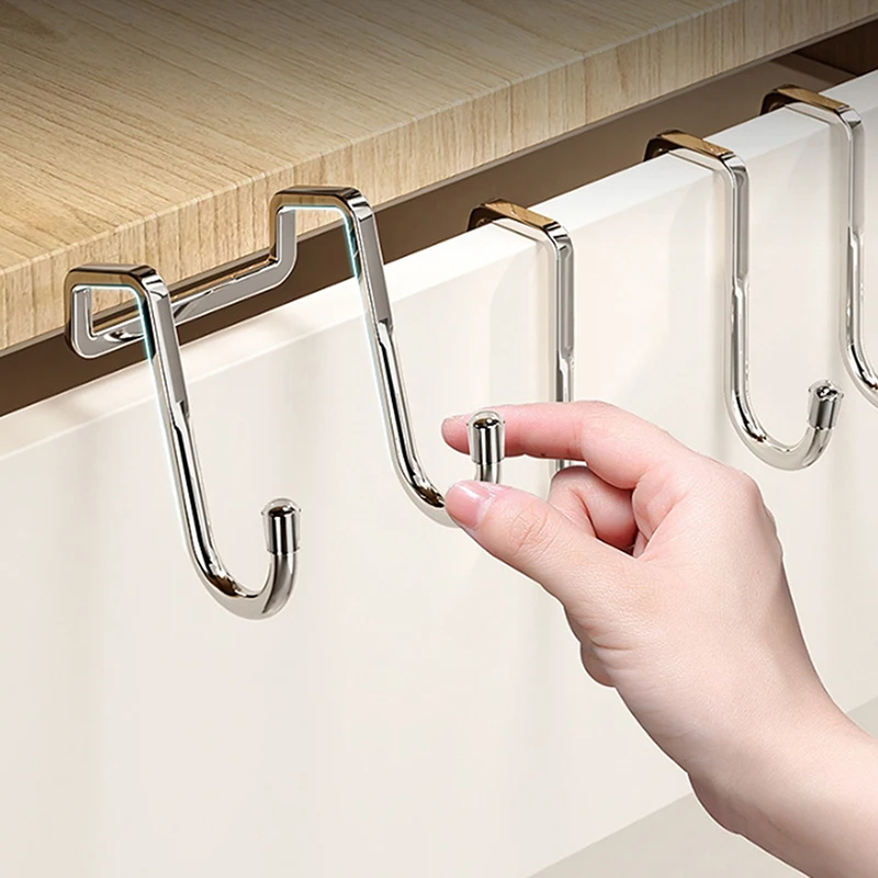 1/3/5PCS Hooks Door Hook S-shaped Towel Bag Hook Stainless Steel Cabinet Hooks Kitchen Bathroom Home Storage Organization