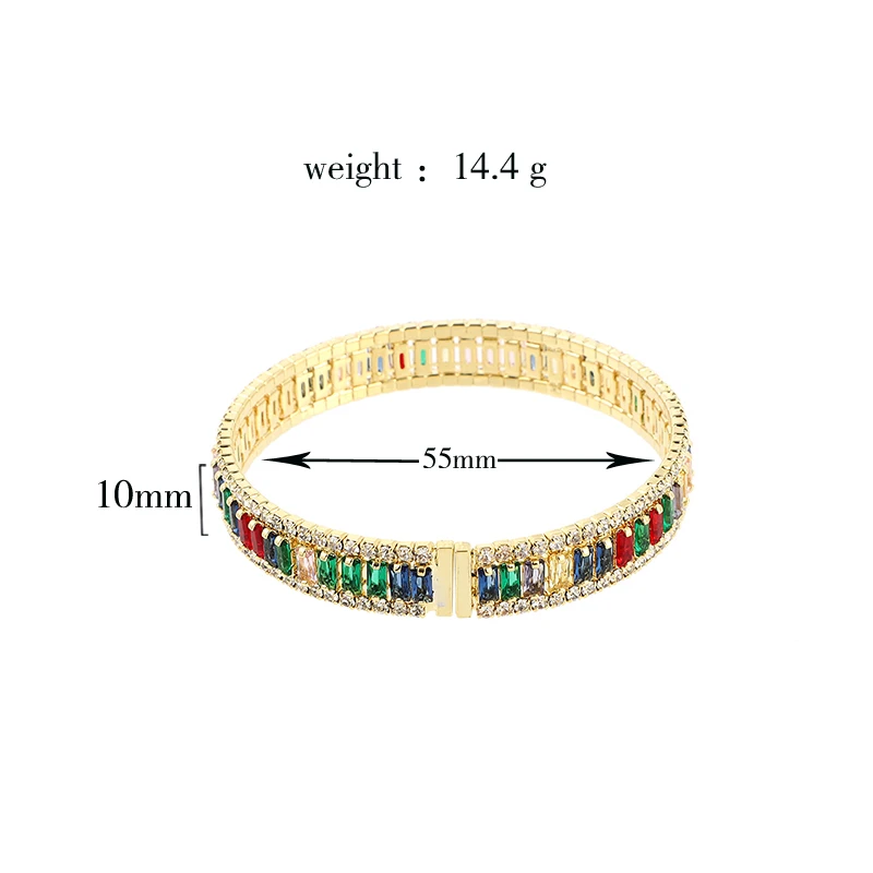 Hoge Kwaliteit 18K Vergulde Geometrische Zirkoon Armband & Bangles Voor Vrouwen Regenboog Kristal Manchet Armbanden Bruiloften Feest Sieraden