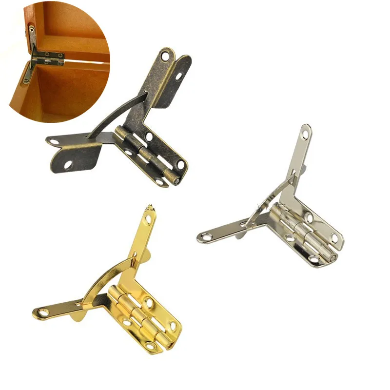 10psc/lot Antique Bronze 90 Degree Support Spring Hinge for Wooden Jewelry Box Gift box furniture Hardware Accessories 22*29cm
