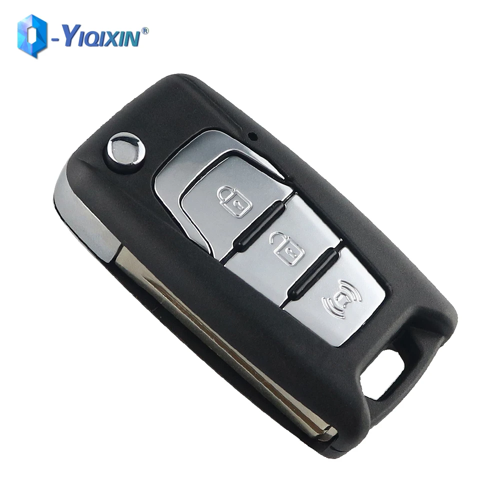 YIQIXIN For Ssangyong Korando New Actyon C200 2016 2017 Flip Fob Case Cover Switchblade 3 Buttons Folding Remote Car Key Shell yiqixin 2 button modified flip remote car key shell for ssangyong actyon suv kyron rexton 2 w folding fob cover case replacement