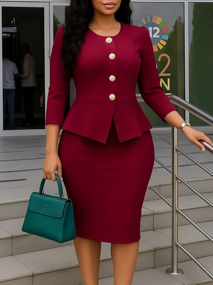 Wmstar Dress Wome Wholesale New Autumn Winter Fashion Elegant Stylish African with Round Neck Ruffles One Piece Fancy Club