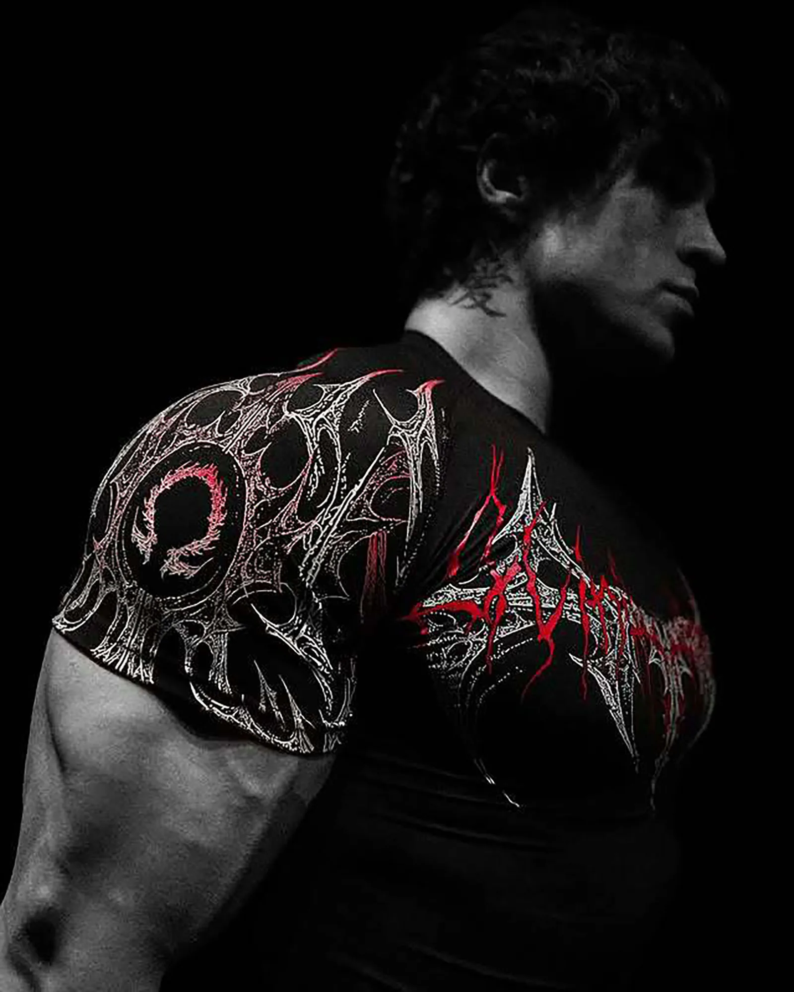 GYM T-shirt Men's Dark Gothic Print Muscle Tee High Elasticity And Quick  Drying Exercise For Bodybuilding Training 2025 Summer - AliExpress, image size:1600x2000