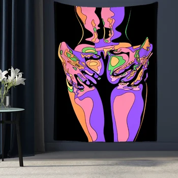 사이키델릭 벽걸이 태피스트리, 80 년대 미적 벽걸이 태피스트리, 히피 장식, 거실 침실 보헤미안 INS 프린트 상품 이미지