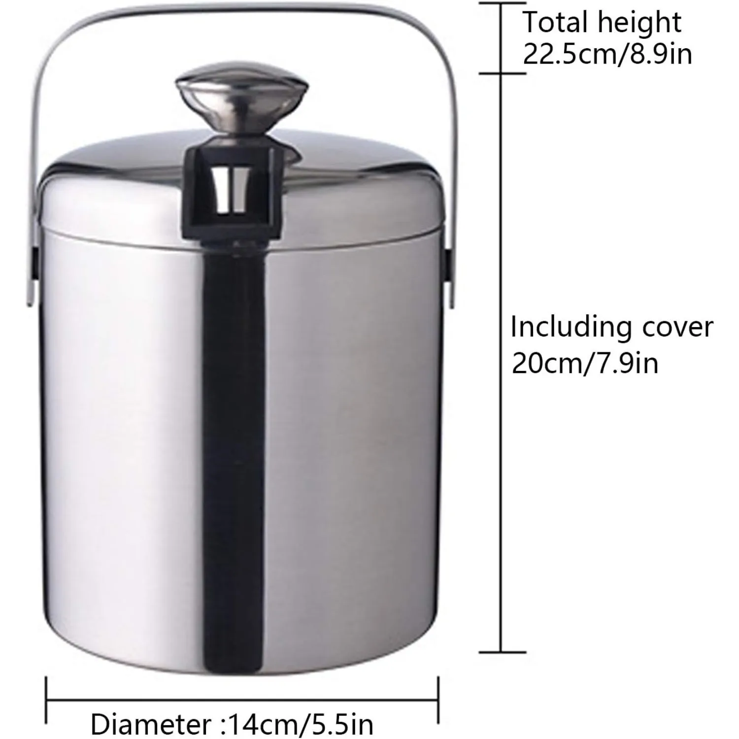 Ice Bucket with Lid and Tongs Double Wall Ice Bucket with Built in Tong and Removable Strainer for Parties, Bar, Picnics