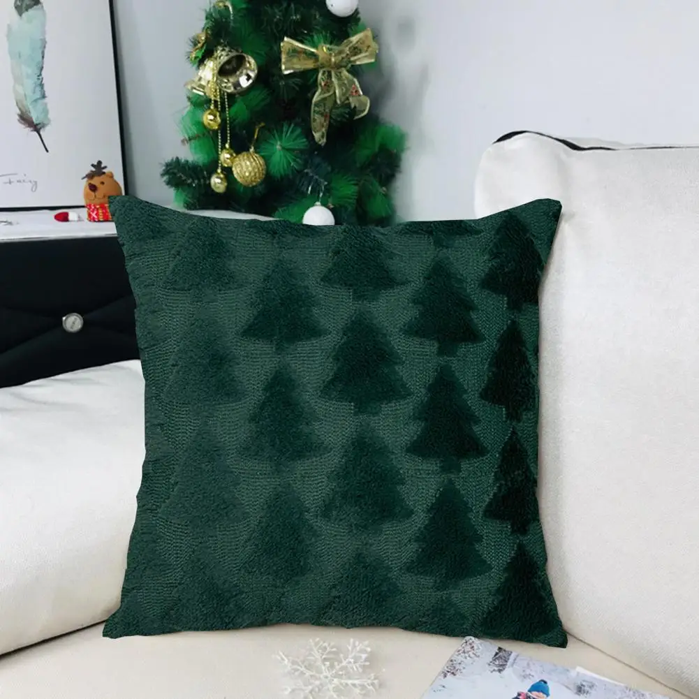 

Throw Pillow Cover with Sturdy Zipper Hidden Zipper Pillowcase Festive Christmas Tree Pattern Plush Pillow Covers for Room Sofa