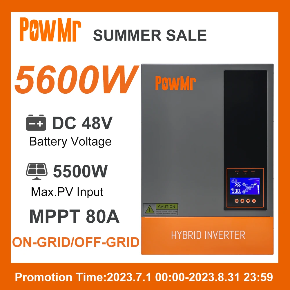 PowMr Single Phase 5600W Grid Tie Pure Sine Wave Hybrid Inverter with ...