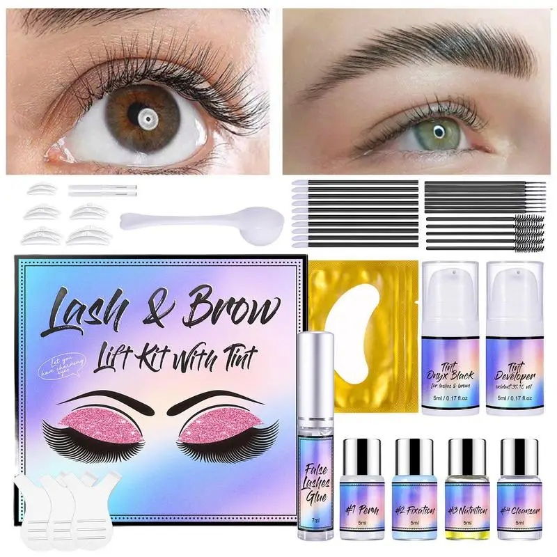 

Eyelash Perming Kit Eyebrows Dyeing Shaping Long Lasting Quick Lifting & Voluminous Coloring With Complete Tools For Salon Grade