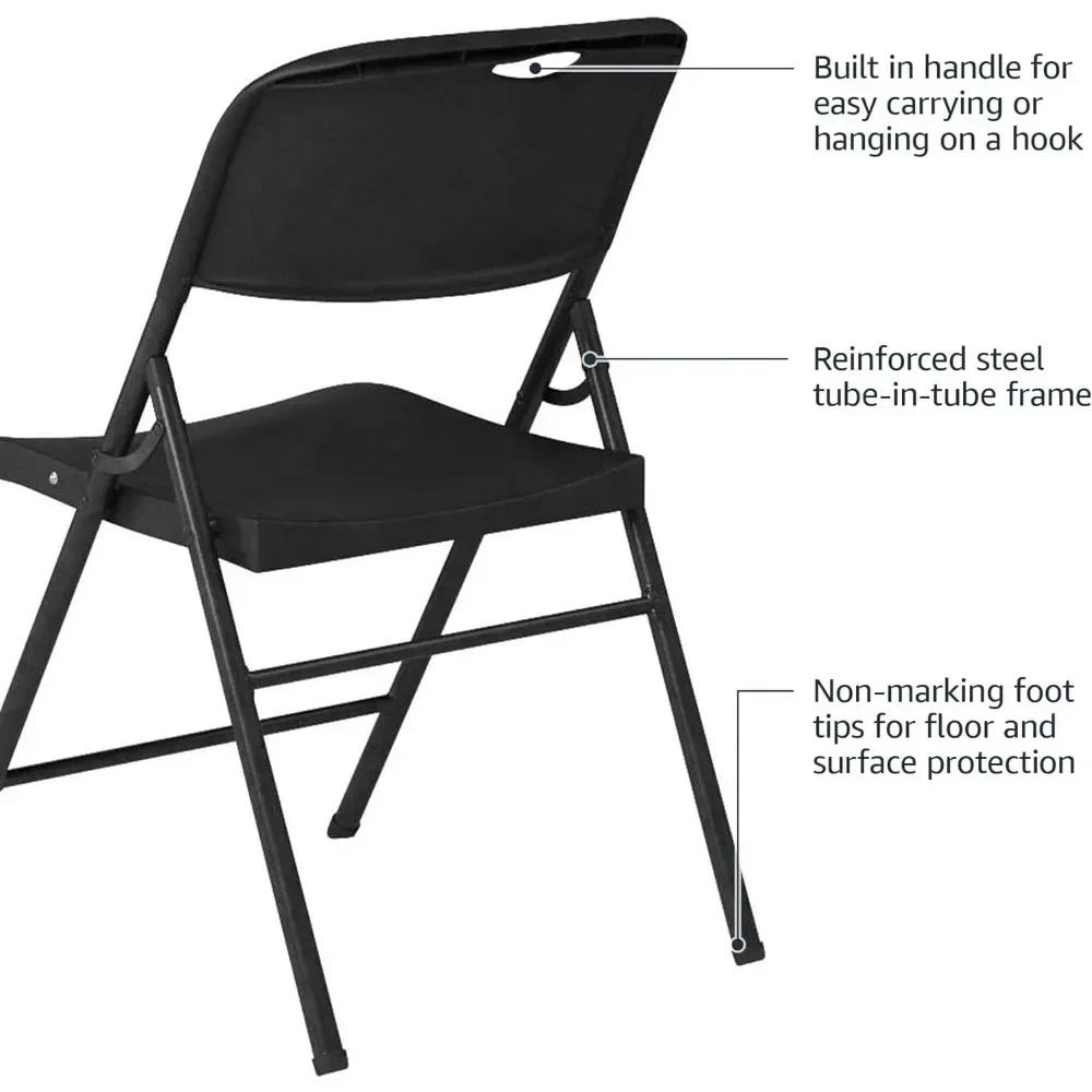 Folding Plastic Chair with 350-Pound Capacity - Black, 6-Pack, Dining Room Chairs 3
