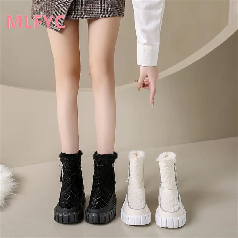 Large Size Snow Boots for Women 2023 Winter New Plush and Thick Sponge Sole Fashion Boots for Outdoor Cotton Shoes for Mujer