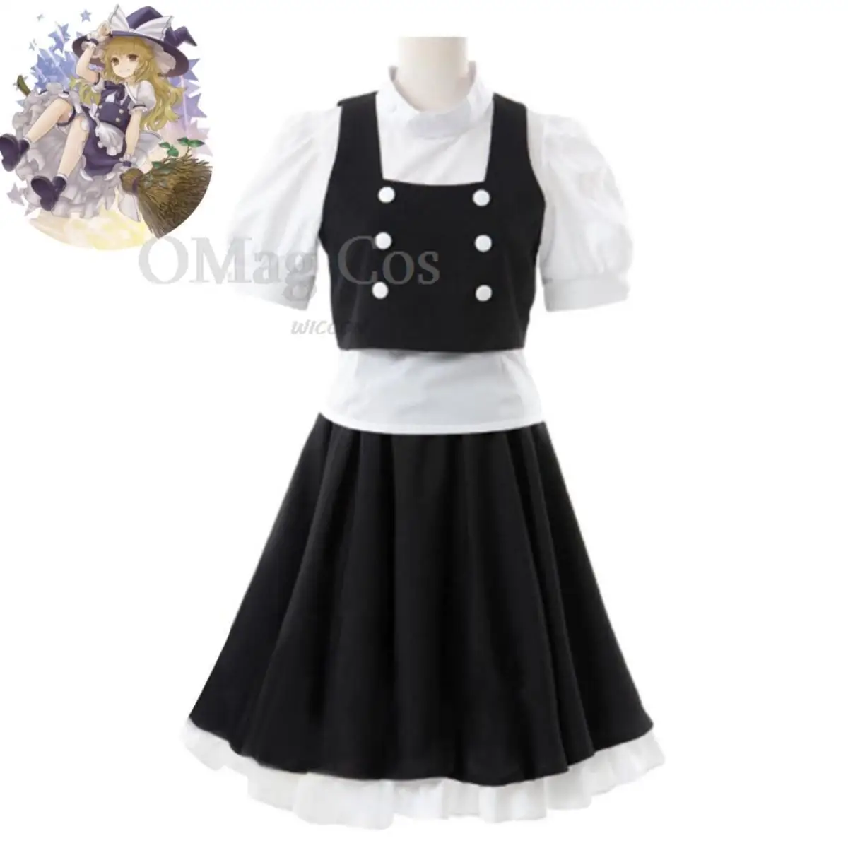 

Костюм для косплея из аниме «Проект Touhou», Kirisame Marisa, косплей костюм Kirisame «Волшебный Магазин», парик, костюм горничной, женский сексуальный кавайный костюм на Хэллоуин