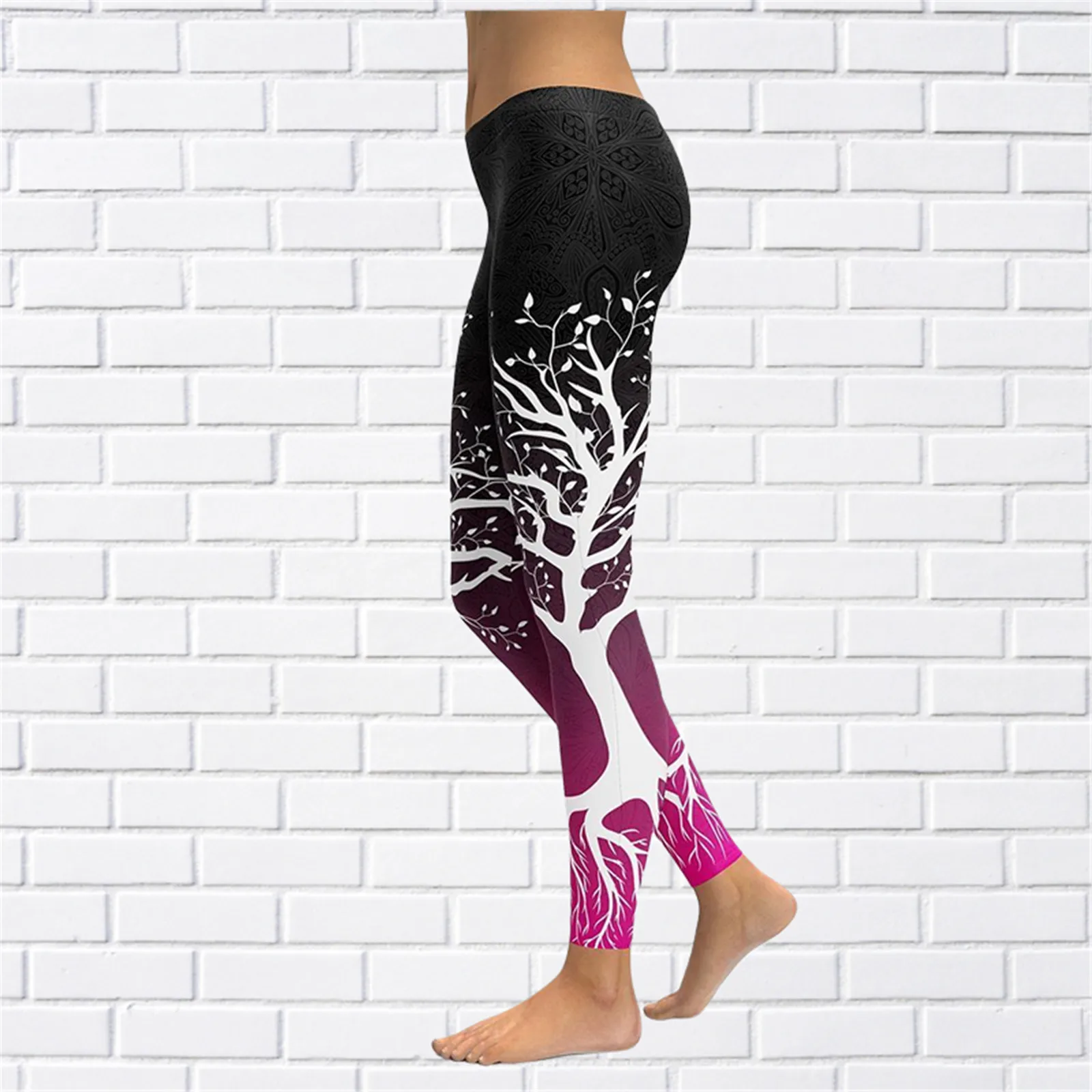 Msieeso Fashion Leggins Vintage Datura Tattoo Pattern Stampa 3D Pantaloni Attillati Pantaloni Da Yoga Palestra Jogging Fitness Abbigliamento Donna