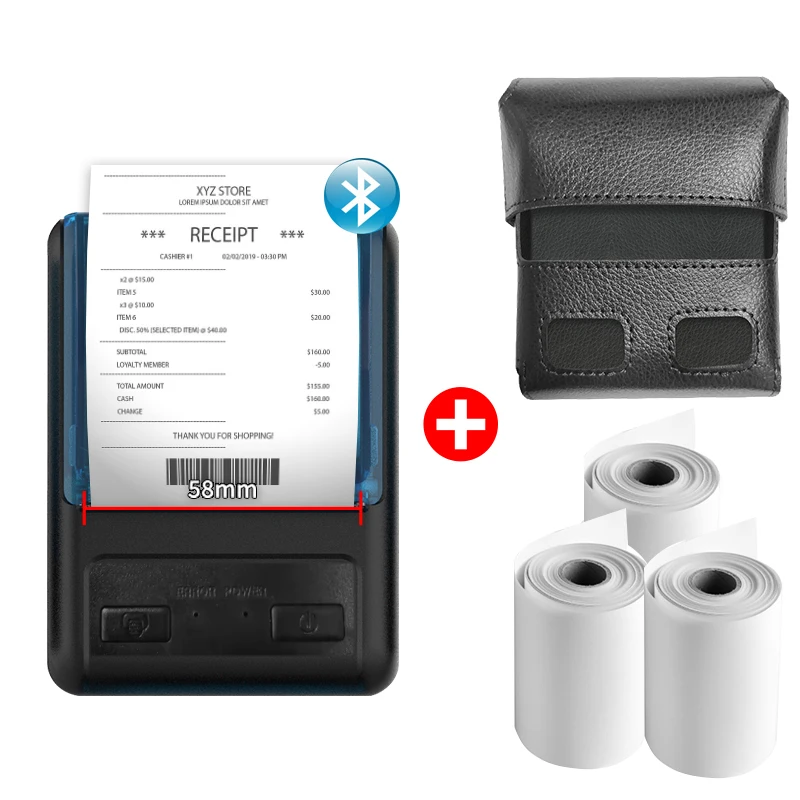 Handheld Receipt Printer 58mm Wireless Mini Thermal Printer Portable Ticket Receipt Printer Support Android Phone Windows 1
