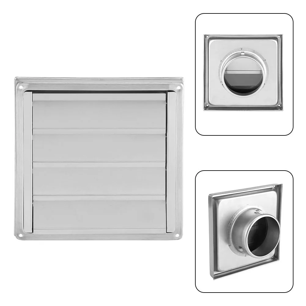 125/150mm Air Vent Stainless Steel Duct Grill Wall Square Tumble Outlet Extractor Ventilation Cover Fan Outlet Cap