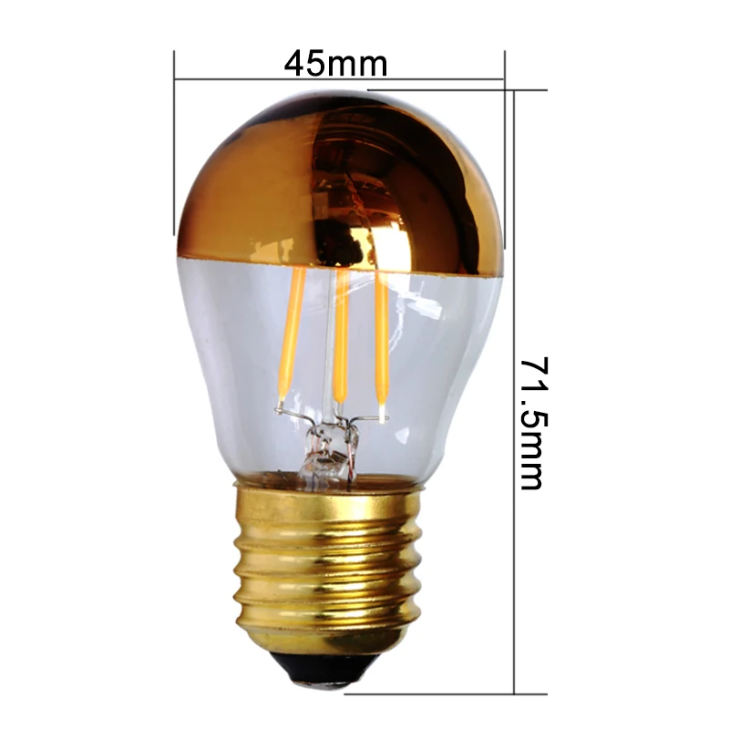 장 LED 필라멘트 전구 E27/E26 COB 4W 110V/220V 그림자 없는 촛불 전구 G45 반골드 탑 램프 홈 데코용