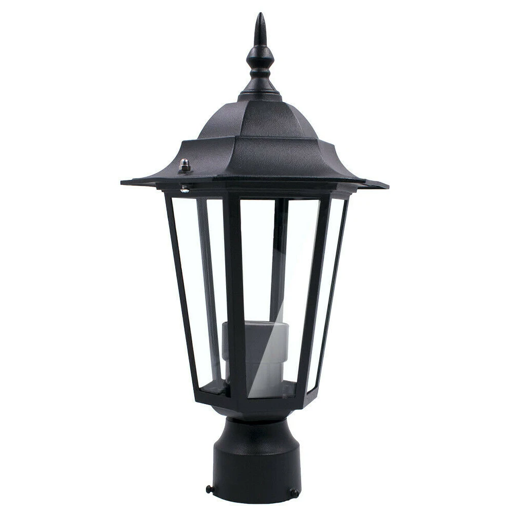 

Post Pole Light Outdoor Garden Patio Driveway Yard Lantern Lamp Black Top