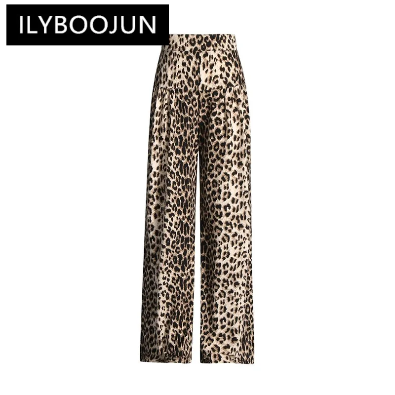 ILYBOOJUN Colorblock Leopard Loose Trousers For Women High Waist Patchwork Zipper Streetwear Wide Leg Pants Female Fashion