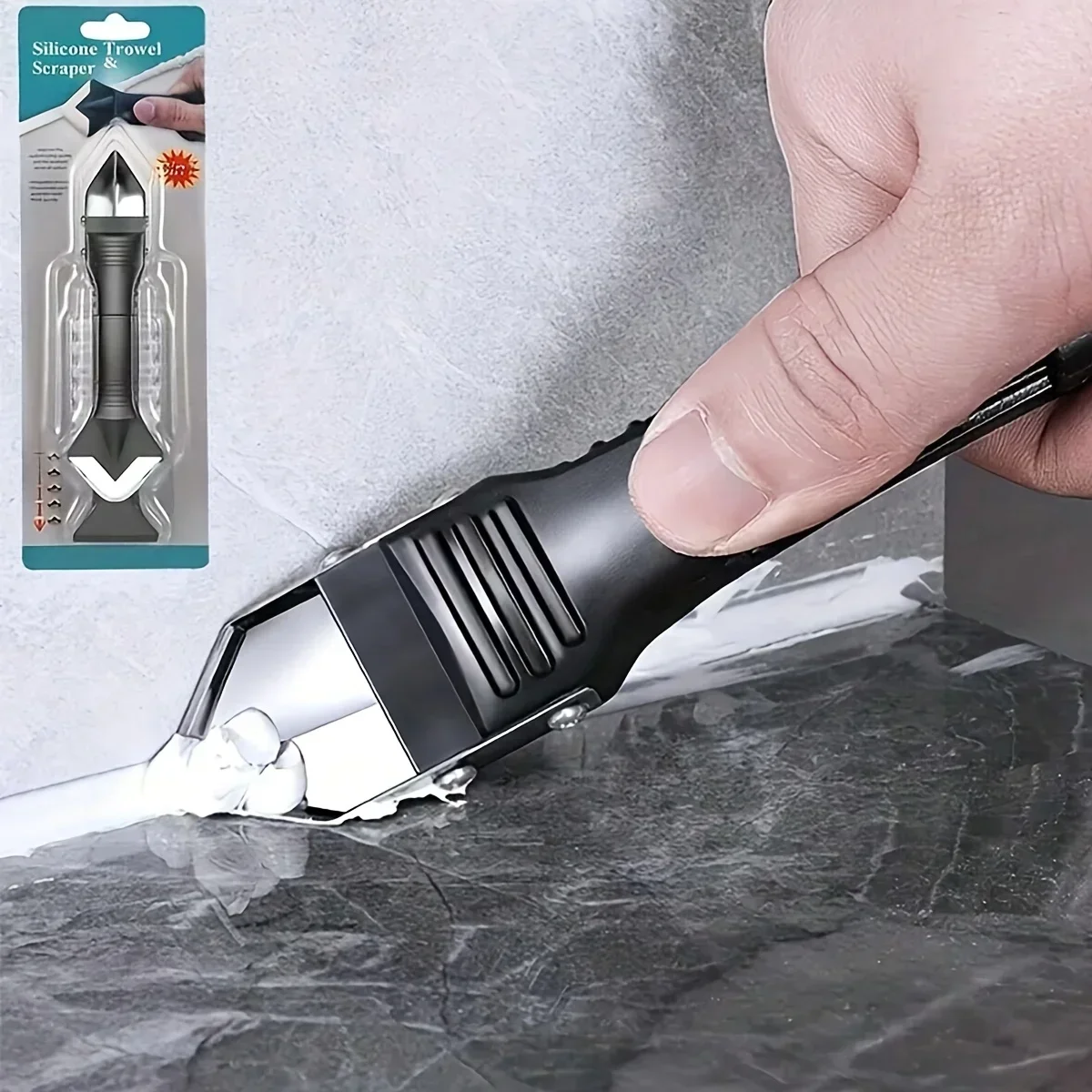 1pc-3-in-1 Silicone Caulking Tool Kit Stainless Steelhead Caulk Remover