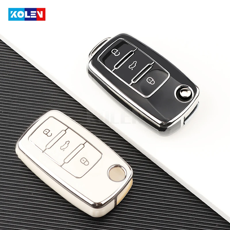 TPU Car Flip Key Case Cover Shell For VW Volkswagen Polo Golf Passat Beetle Tiguan Skoda Octavia Kodiaq Seat Leon Altea Keyless key case cover key case flip key fob shell car key shell