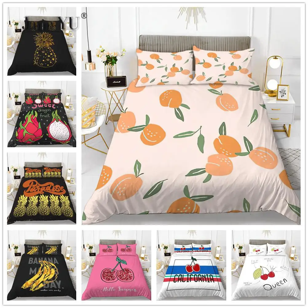 

JaneYU Home Textile Fruit Series Quilt Cover 3d Digital Printing Three Piece Set Bedclothes