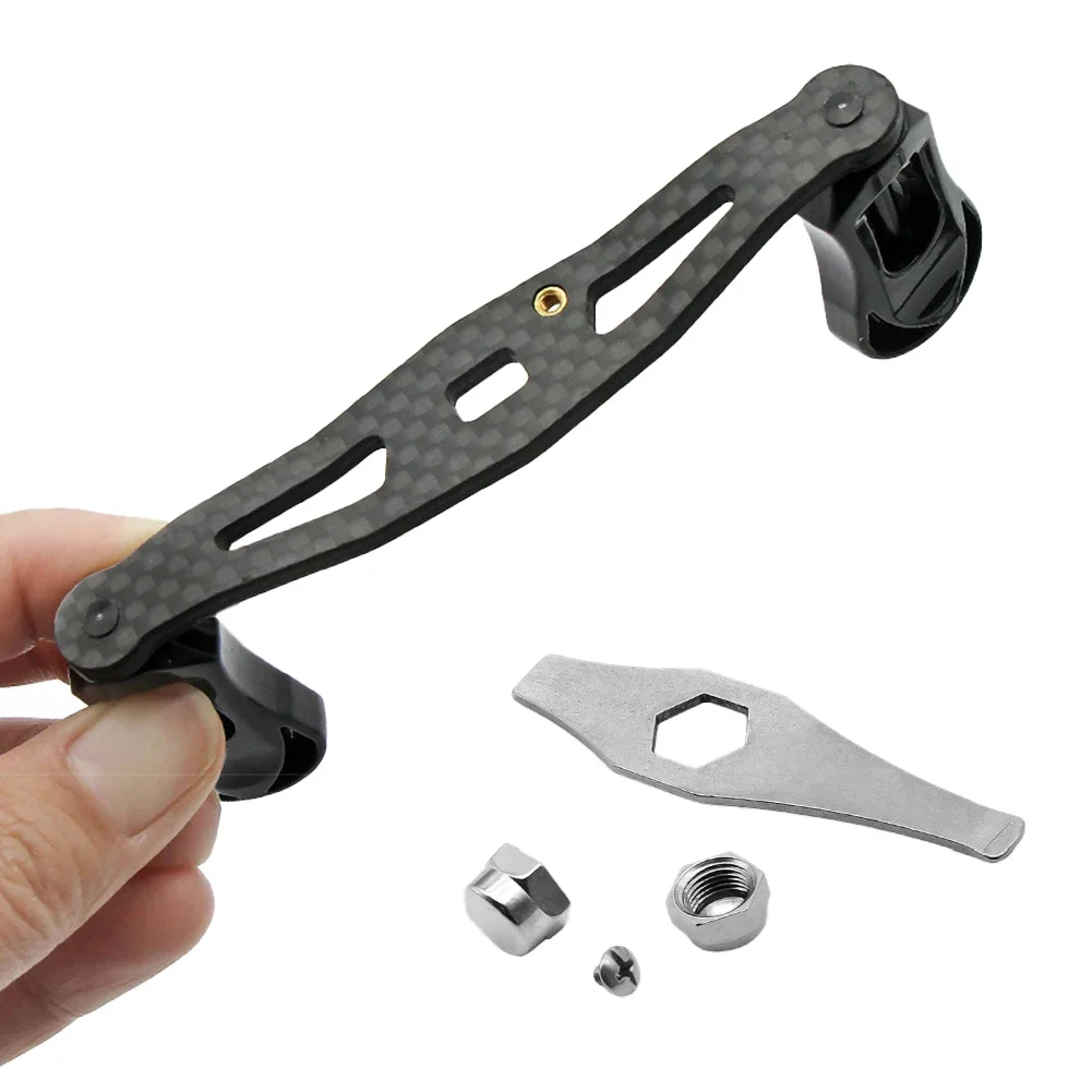 Carbon Fiber Baitcasting Reel Handle 100mm 8*5mm Screw Rocker Arm Replacement Metal Knob Side Installation Fishing Reel Handle