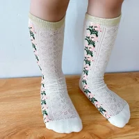 New Girls Baby Stacked Socks Summer Thin Breathable Mesh Korean Girl Kid Stockings Soft Cotton Children Printed Long Tube Socken 4