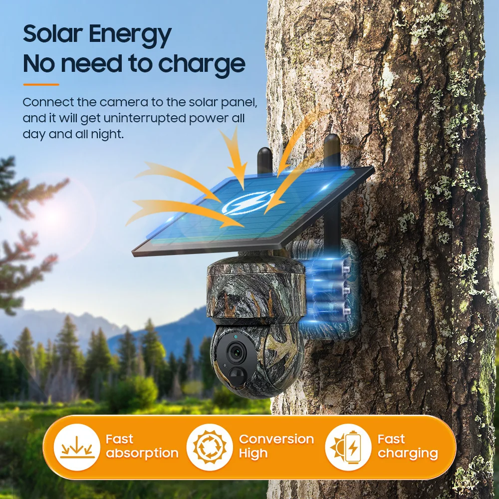 UBOX camouflage 4G solar camera, low-power, high-definition, full-color night vision, outdoor waterproof and mesh free monitor