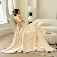 1pc Coral Fleece Blanket for Winter Thick Soft Bedspread Warm Plaids for Beds Single/Queen/King Solid Color Thow Blankets/Plaids 4