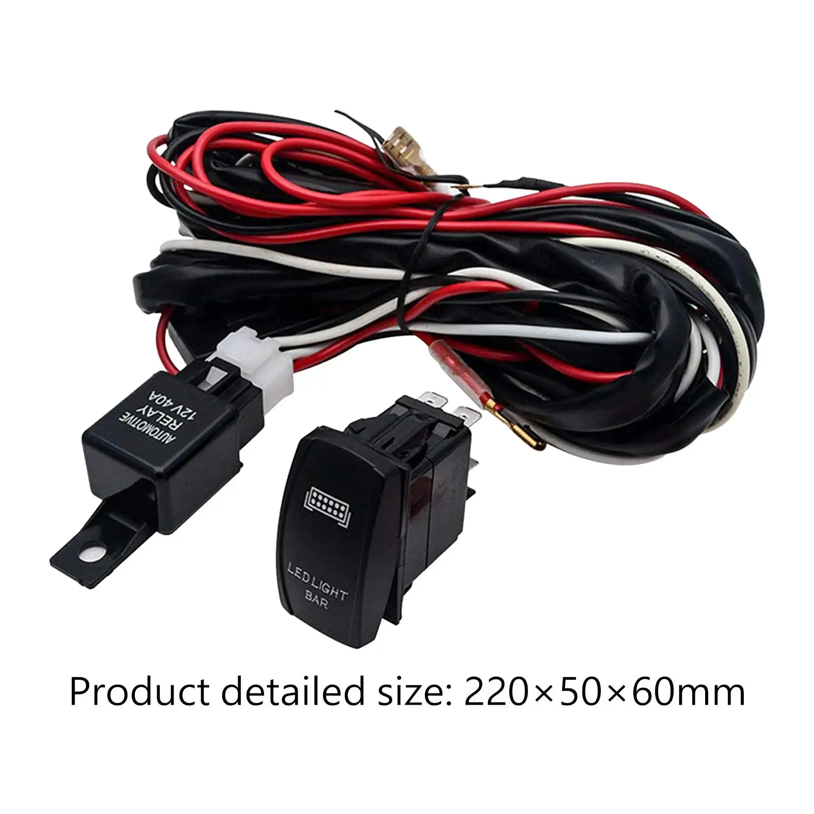 LED Work Light Switch Wiring Harness, 12V ,40A ,Relay Fuse Kit ,Led Bar Rocker Switch Wiring Harness for Trucks RV Bus