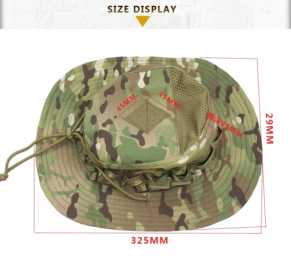 Camouflage Hat 2.0 Tactical Boonie Hat Multicam Camouflage Field Combat Military Hunting Cap Summer Outdoor Fishing Hiking Camping Sports Hat