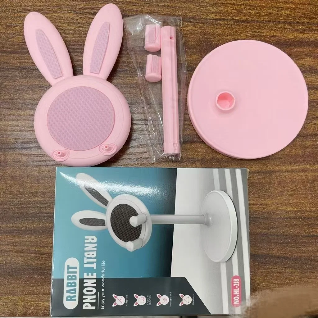 인기 폭발 귀여운 토끼 모양 휴대폰 거치대 - 스마트폰 및 태블릿용 조절 가능한 데스크탑 홀더