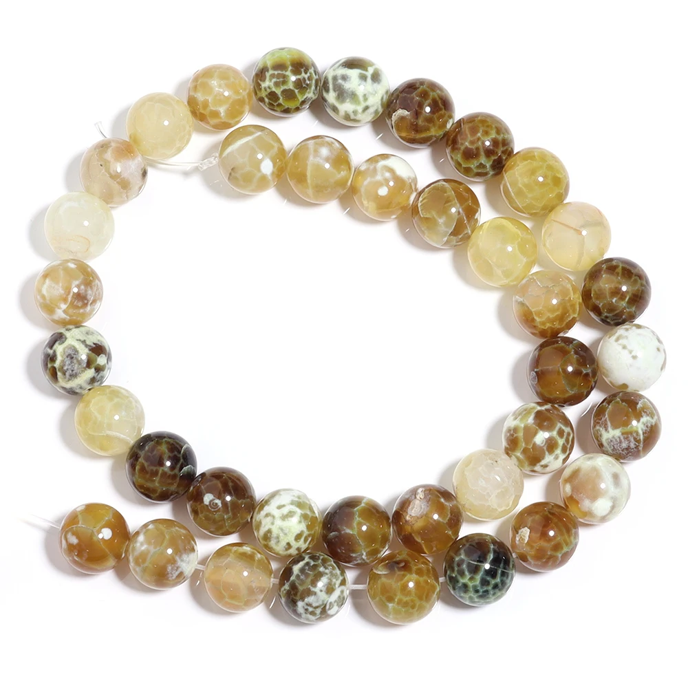 35-60 teile/los 6/8/10mm Naturstein Perlen Eis Blume Achat Perlen Runde Lose Spacer Perlen für Schmuck Machen Armband Halskette