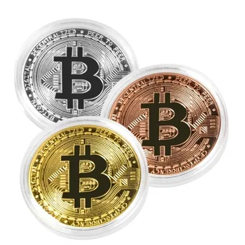 Moneta Bitcoin Placcata in Oro, Oggetto da Collezione Artistico, Regalo Commemorativo, Moneta Crypto Casascius in Metallo, Imitazione Antica