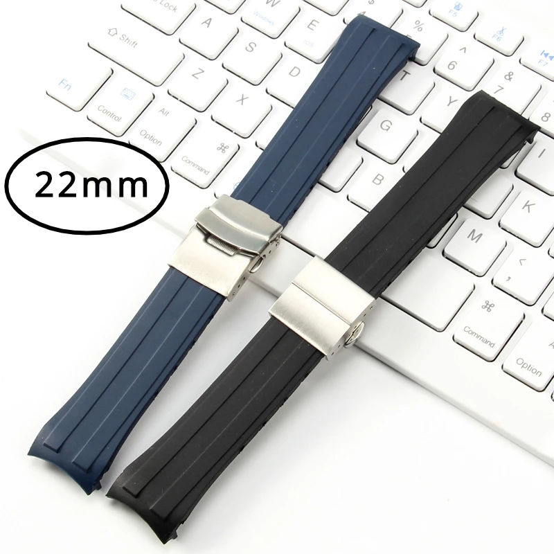 

22mm Belt Watch Accessories Bracelet for Mido M026 M026.430A Silicone Strap Waterproof Wristband Sport Watchband FOLDING CLASP