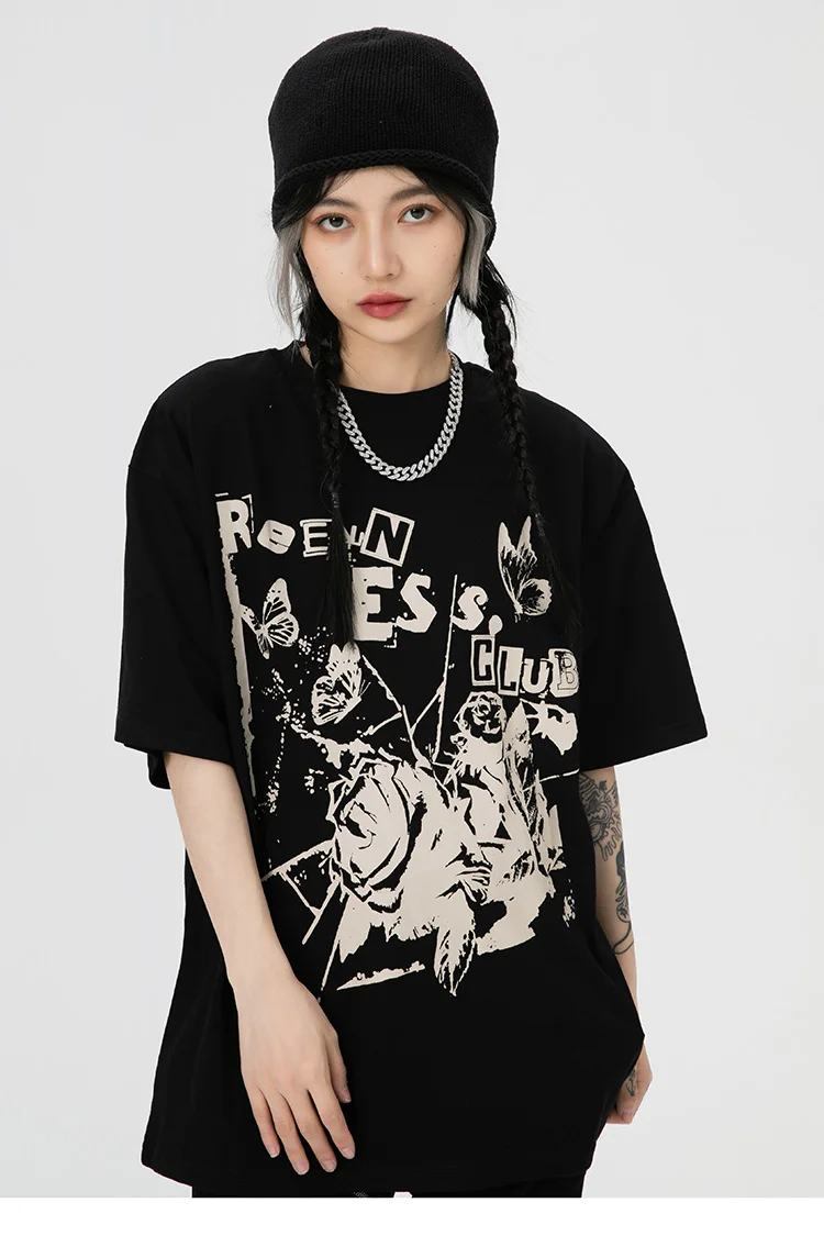 Rose Butterfly Graphic T-Shirt Sac819815e6eb4dadbd3ab65904b65a80Y