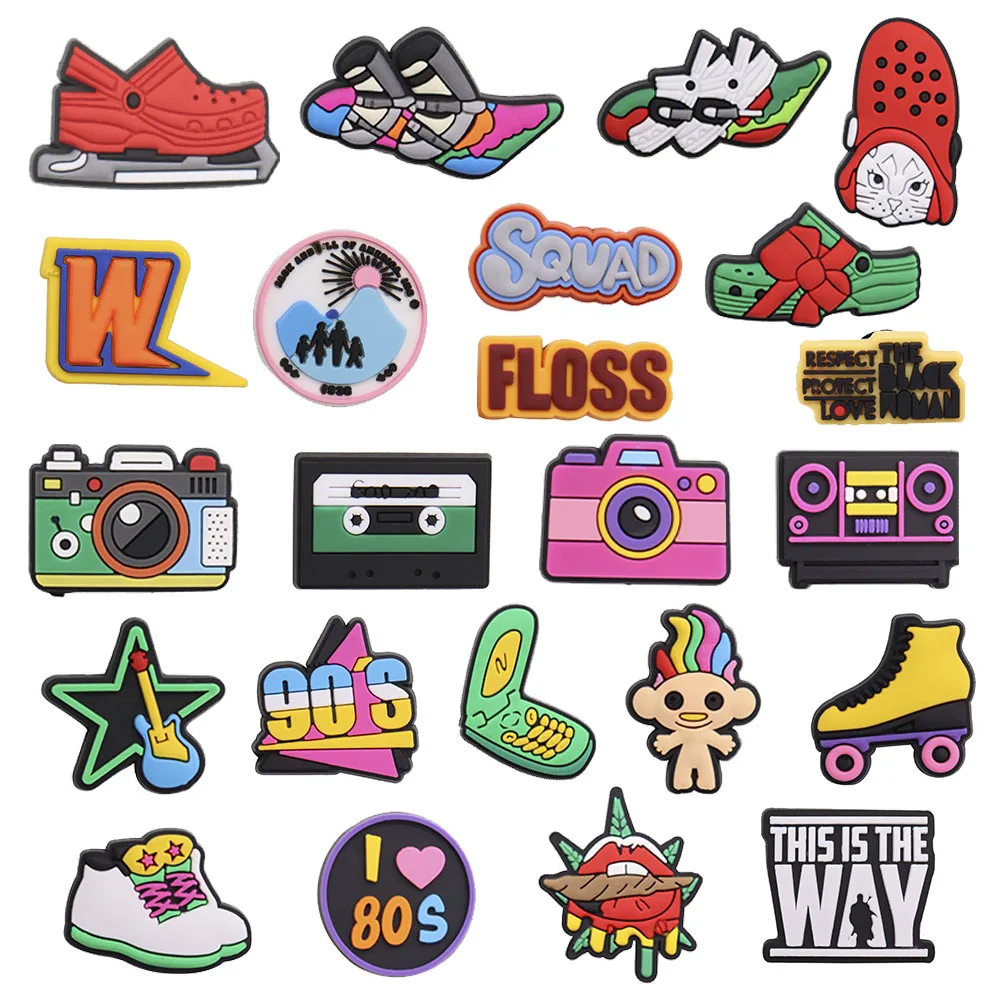

1-23Pcs Camera Floss Squad Shoe Accessories Cell Phone PVC Shoes Buckle Decorations Fit Wristbands Kid Croc Jibz Kids Charms
