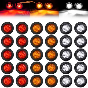 미니 라운드 3/4 인치 그릴 윤곽 램프 사이드 마커 방향 지시등 DRL 12V 24V 트레일러 트럭, 캐러밴, 캠핑, UTV, UTE 밴, 10 개