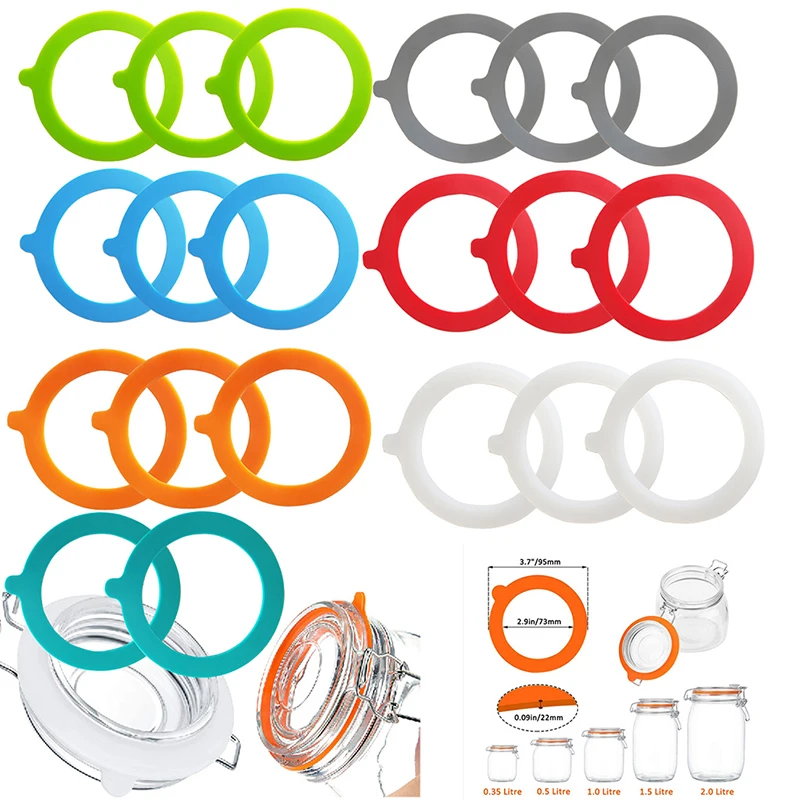 Jar gaskets 5Pcs Silicone Jar Gaskets Food Storage Jars Replacement Airtight Rubber Seals Rings Fits Regular Mouth Canning