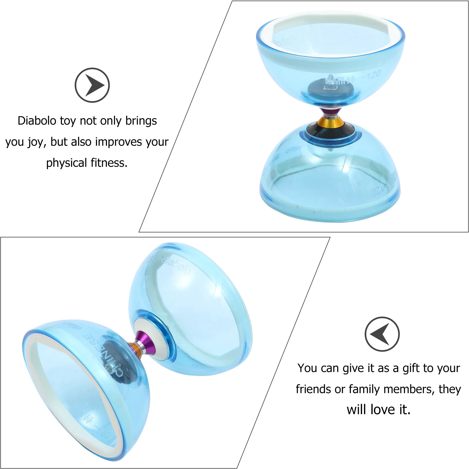 Diabolo Toy Crystal Bearing Double Wheel Chinese Diabolo Sticks Strings Juggling Trick YoYo Kids Hobby Collectibles