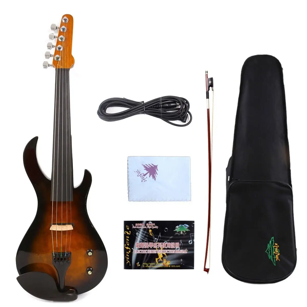 

Yinfente 5String 4/4 Electric Silent Violin Wooden Nice Tone Free Case #EV20