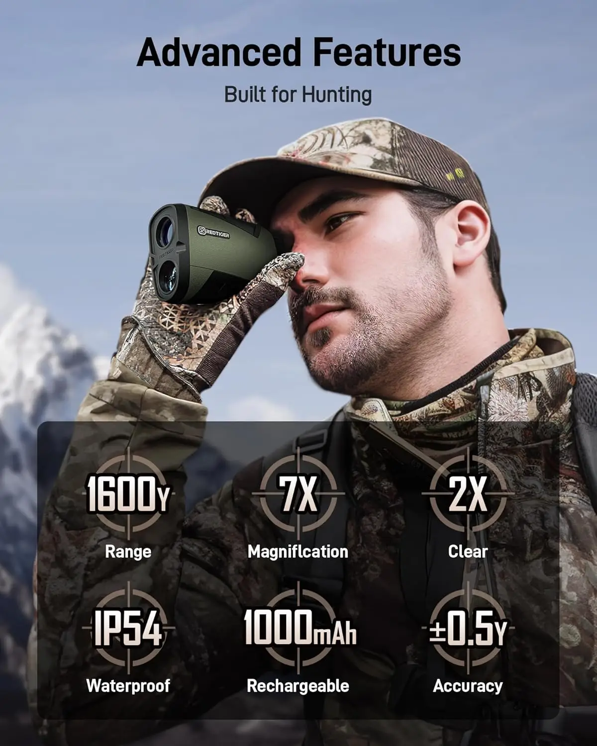 Range Finder for Hunting, 1600 Yards Laser rangefinder, 7X Magnification, Clearer and Accurate on Angle&Speed Measureme
