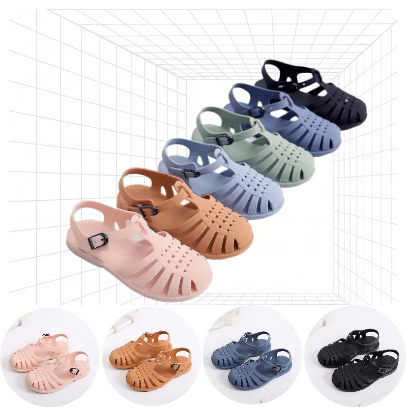 

2024 Summer Children Sandals Baby Girls Toddler Soft Non-slip Princess Candy Jelly Beach Shoes Casual Roman Slippers