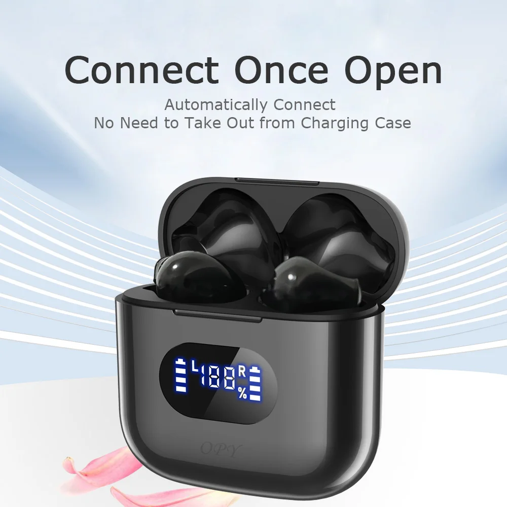 Opy Bluetooth Headphones Case Digital Display Sports Wireless Earbuds Deep Bass Ipx54 Waterproof Earphones For Tv Phone Laptop