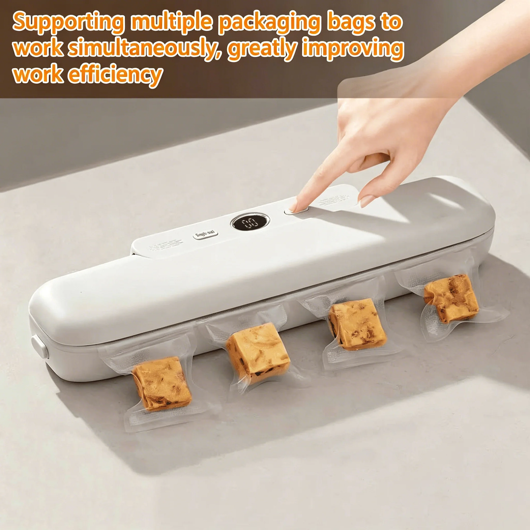 Electric Automatic Food Sealer Packaging Device,Use Kitchen Vacuum Sealing Tool for Meat Fruit Vegetable Long Time Fresh Storage 6