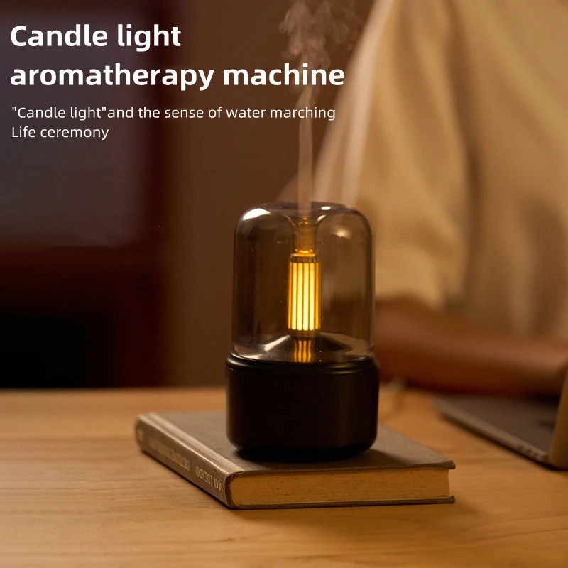 

Home humidificador Air Humidifier USB Aroma Diffuser With Imitation Candle Night Light Portable Essential Oils Diffuser