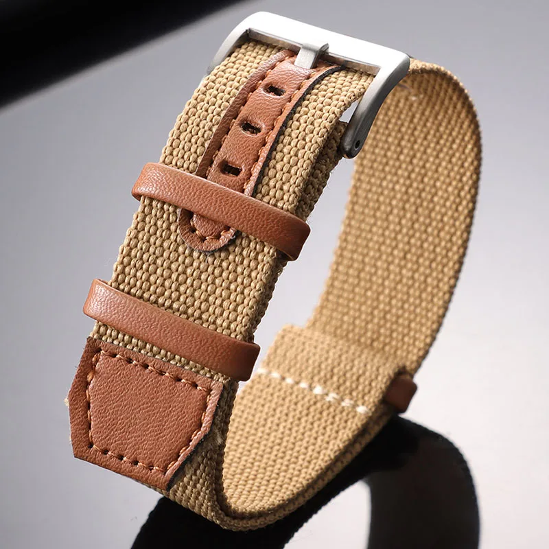 Elegant Woven Nylon & Leather Watch Band - Universal Sport Comfort Strap