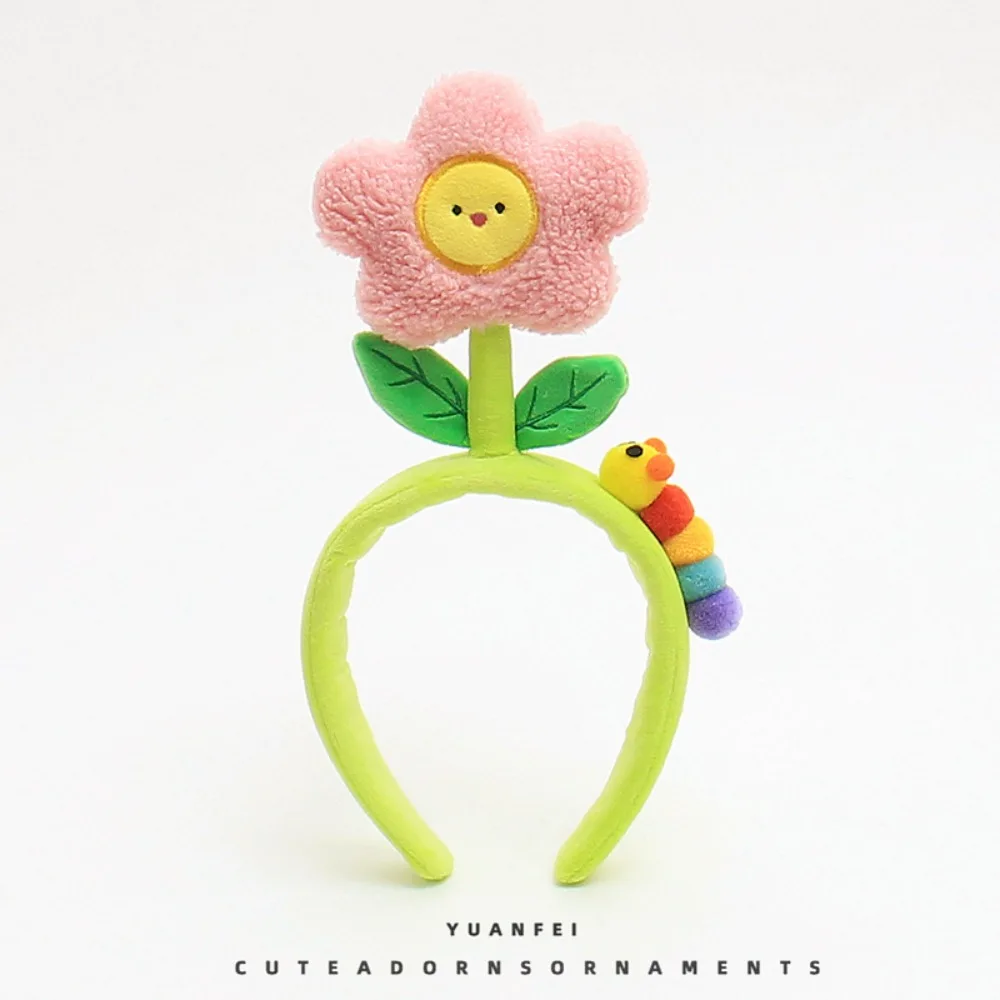 Headband Hair Clip Headdress Caterpillar Cute Flowers Cartoon Windmill Leaf-Green Bean Sprouts Flower Funny
