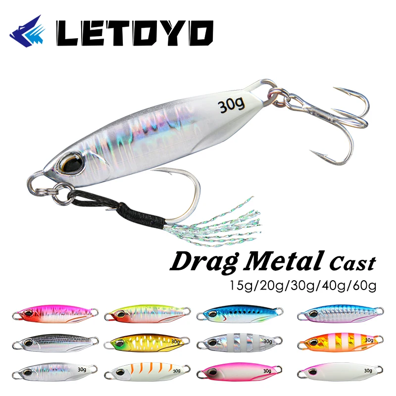 

LETOYO NEW Metal Micro Jig 15g 20g 30g 40g 60g Drag Artificial Baits Spinning Sea Fishing Jigs Rockfishing Trout Fishing Lures