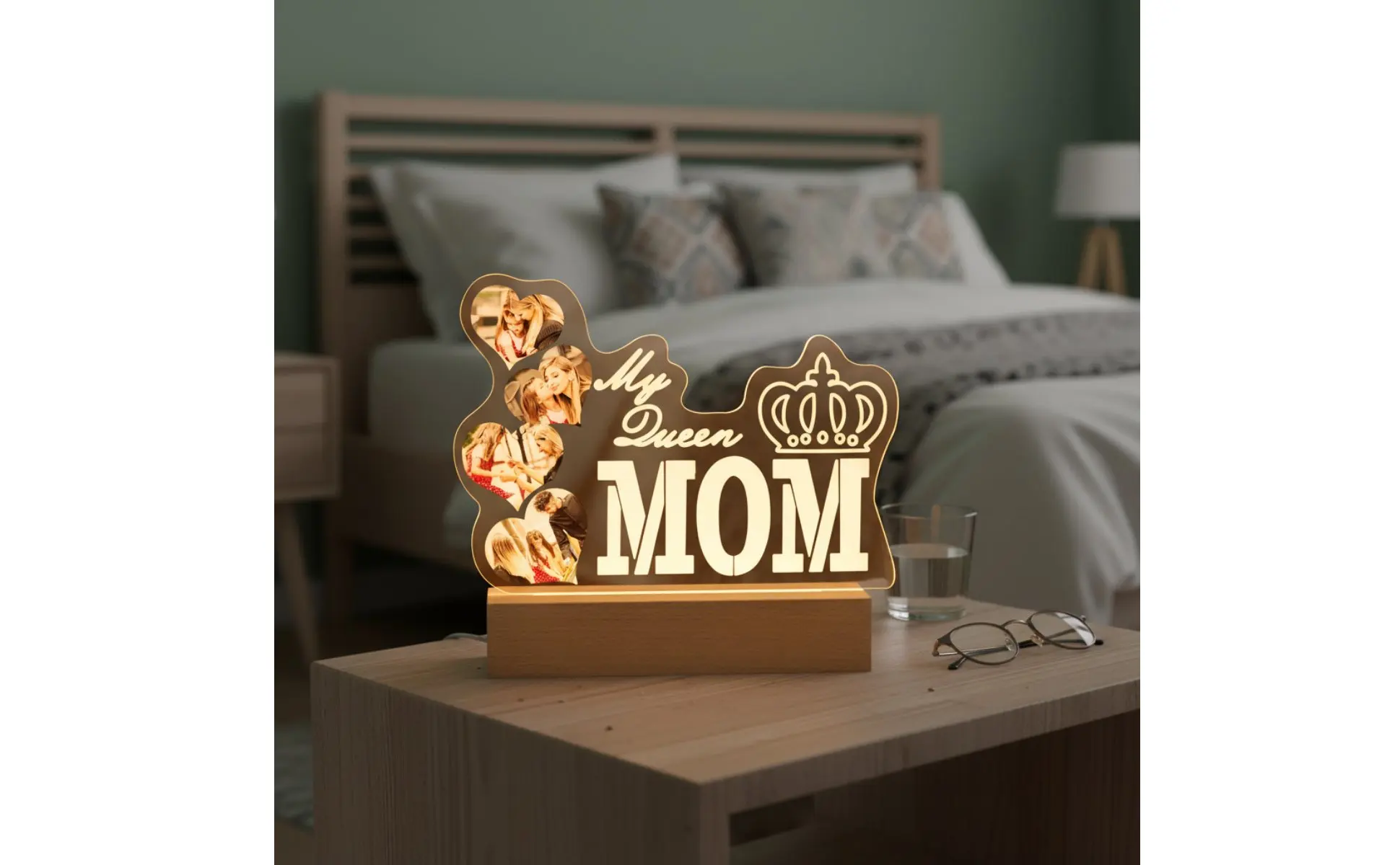 Personalized Photo Night Lamp Mother's Day Gift Acrylic Illuminated Lamp Engraved Acrylic Night Lamp Plug-in Powered Mom Photo