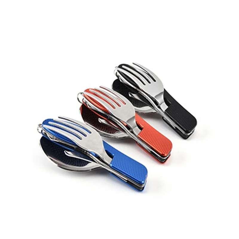 Портативные многофункциональные складные столовые приборы, нож, вилка ...