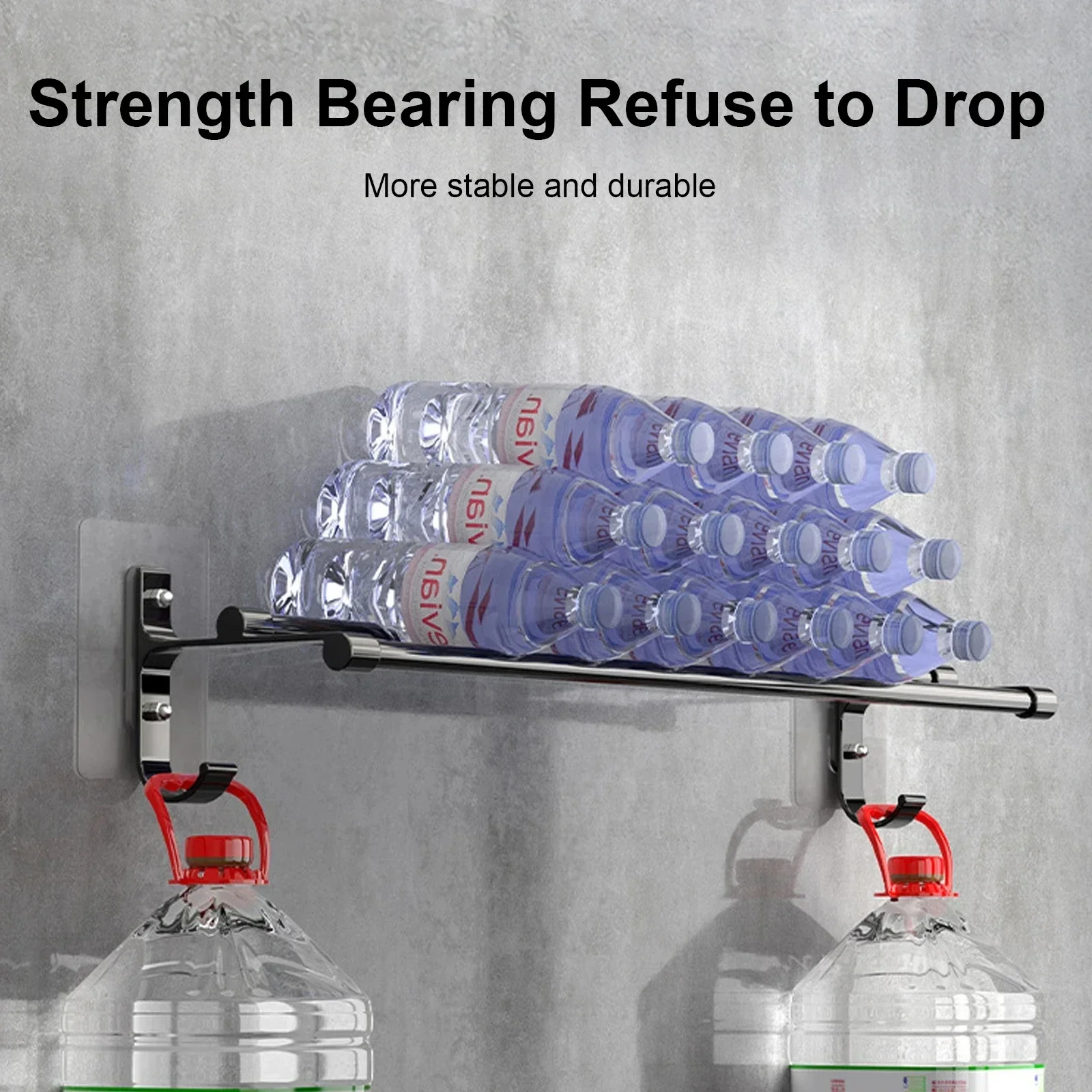 40/50/60CM No-Nail Bathroom Towel Bar Bathroom Accessories Towel Holder Aluminium Double Bar 2 Tier Shower Hand Holder